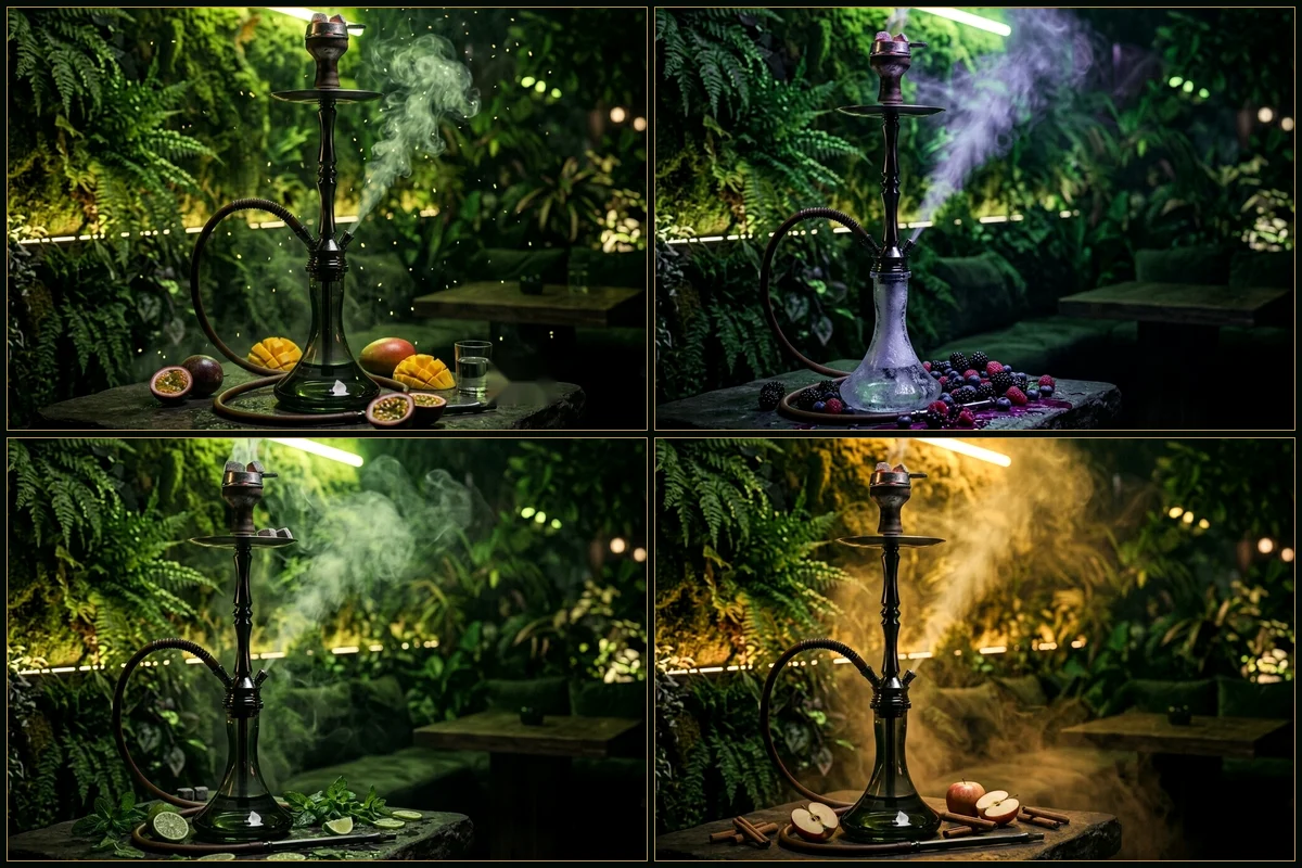 Cata sommelier de los mejores sabores de cachimba: frutas tropicales, frutos del bosque, menta cítrica y especias por BOSK Experience
